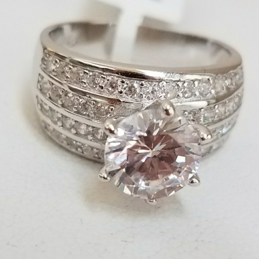 1.5CT CZ Sterling Silver Engagement Ring